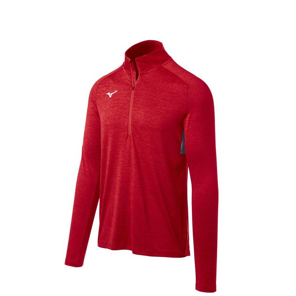 Maglione Mizuno Alpha 1/2 Cerniera Uomo - Rosse - 48790-XRAK